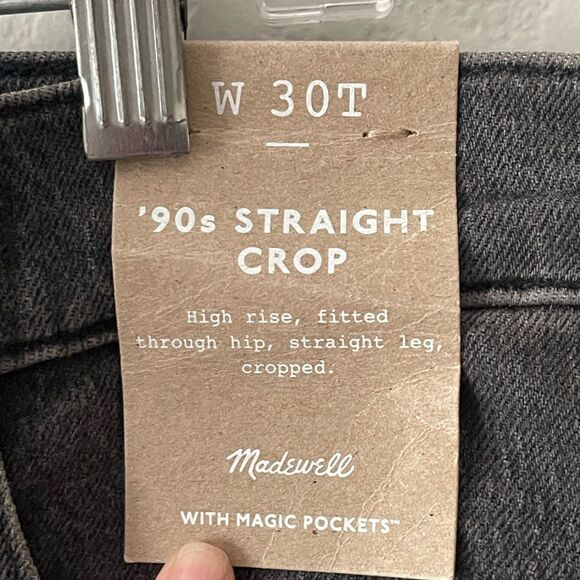 Madewell NWT Tall 90s Straight Crop Jeans Size 30T in Benley Wash - Picture 13 of 14